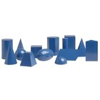 Geometrische K�rper, 10 Formen aus blau lackiertem Holz, 5-11 Jahre