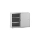 Flexeo� Schiebet�renschrank, Dekor grau mit 6 F�chern, HxBxT 99,1 x 126,4 x 48 cm