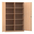 Flexeo� Schrank, Buche hell, 10 F�cher, Mittelwand, 2 T�ren, Bogengriff mit Schloss, HxBxT: 190 x 126,4 x 40 cm