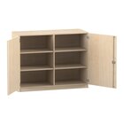 Flexeo Unterschrank Ahorn honig, Sockel, 6 F�cher, 99,1 x 126,4 x 50 cm, Bogengriff mit Schloss