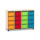 Flexeo� Regal Ahorn honig, 4 Reihen, HxBxT: 92,3 x 130,7 x 40,8 cm, 16 gro�e Boxen, bunt, Rollen