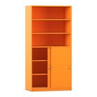 Flexeo� Schiebet�renschrank, Dekor Orange, 6 F�cher, 2 T�ren unten, Schloss, 58cm tief