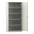 Flexeo Hochschrank mit 5 gro�en F�chern und T�ren, wei�, HxBxT 94,4 x 190 x 50 cm, Bogengriff mit Schloss