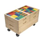 Set Bauwagen mit Fr�belbausteinen, 6 K�sten mit 230 Bausteinen