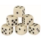 W�rfel, 6 St�ck, Kantenl�nge 16 mm, wei� mit schwarzen Punkten