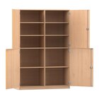 Flexeo� Halbt�renschrank mit 10 F�chern und 4 Halbt�ren, Buche hell, Tiefe 60 cm