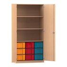Flexeo� Schrank, Buche hell, HxBxT: 190x94,4x50 cm, 9 gro�e Boxen, 3 F�cher, 2 T�ren, Bogengriff mit Schloss