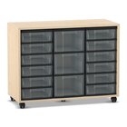 Flexeo� Regal mit 12 kleinen und 3 gro�en Boxen, Ahorn honig, Rollen