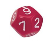 Ziffernw�rfeln aus Kunststoff von 0-10, rot