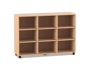 Flexeo� Regal, Ahorn honig, 3 Reihen, 9 F�cher, HxBxT: 98x140x40,8 cm, Rollen