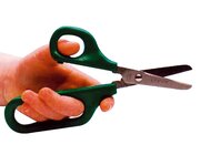 Schere mit gro�er und kleiner Fingerhalterung gr�n