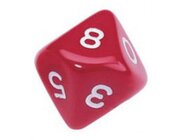 Ziffernw�rfeln aus Kunststoff von 0-9, 10er Set rot