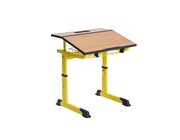 Aluflex Einer-Sch�lertisch, h�henverstellbar 58-70 cm, mit Drahtkorbablage zinkgelb, Filzgleiter, 6-12 Jahre