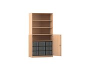 Flexeo� Schrank, Buche hell, 9 gro�e Boxen, 4 F�cher, 2 Halbt�ren, HxBxT: 190 x 94,4 x 50 cm