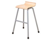 Hochstuhl mit Buchenholz-Schale, Stahlfarbe wei�aluminium