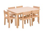 M�bel-Set Ortho, 7-teilig, Tisch: Ahorn honig, H�he: 46 cm - Sitzh�he 6 St�hle Buche dunkel, Sitzh�he 26 cm