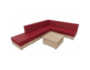 Chillo-Sofaset 2, Kunstleder Eden FRee Cherry, Holzdekor Eiche