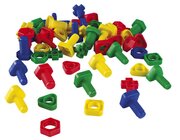 Bolzen und Muttern, Kunststoff 4 Farben sortiert - 64 St�ck im Beutel, ab 3 Jahre