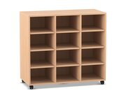 Flexeo� Regal PRO, Buche hell, 3 Reihen, 12 F�cher, mit Sockel