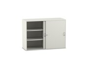 Flexeo Aufsatzschrank wei�, Schiebet�ren, 4 Fachb�den, HxBxT: 90,9 x 126,4 x 38 cm