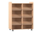 Flexeo� B�cherwagen, Buche hell, beidseitig je 6 Schr�gablagen