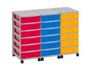 Flexeo Container-System 3 Reihen, HxBxT: 66 x 90 x 38 cm, 18 kleine Boxen bunt Rahmen grau