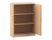 Flexeo Schrank mit Dreht�ren, Buche hell, 3 Ordnerh�hen, HxBxT: 115,3x80x42, B�gelgriff eckig mit Schloss