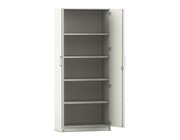 Flexeo Schrank mit Dreht�ren, Dekor wei�, 4 Fachb�den,HxBxT: 190x80x42 cm, Dreholive