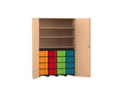 Flexeo� Garagenschrank, Buche hell, Bogengriff mit Schloss, HxBxT: 190 x 126,4 x 50 cm