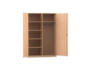 Flexeo Garderobenschrank mit einer Garderobe und 6 F�chern, Buche hell, HxBxT: 190 x 126,4 x 60 cm, Bogengriff mit Schloss