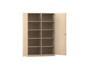 Flexeo� Hochschrank Ahorn honig, 10 F�cher, 2 T�ren, HxBxT: 190x126,4x40 cm, Bogengriff mit Schloss
