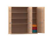 Flexeo� Musikschrank, Buche hell, 6 gro�e Boxen bunt, Breite 190,5 cm, Schloss