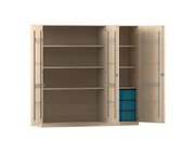 Flexeo Musikschrank, Ahorn Honig mit 6 gro�en Boxen blau, Schloss, (H x B x T): 190 x 190,5 x 60 cm