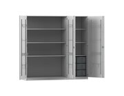 Flexeo Musikschrank grau, HxBxT: 190 x 190,5 x 60 cm, 6 gro�e Boxen transparent, Bogengriff mit Schloss