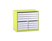 Flexeo� Papier- und Bilderschrank, apfelgr�n, 4 gro�e, 8 kleine Ausz�ge, HxBxT 99,1x115x78 cm