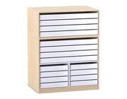 Flexeo� Papier- und Bilderschrank, Ahorn honig, 8 gro�e Ausz�ge, 8 kleine Ausz�ge unten