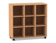 Flexeo� Regal, Buche dunkel, 3 Reihen, 9 F�cher, HxBxT: 98x140x40,8 cm, Sockel