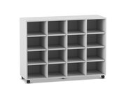 Flexeo Regal, Dekor grau, 4 Reihen, 16 F�cher, HxBxT: 98 x 130,7 x40,8 cm, Rollen