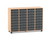 Flexeo� Regal Buche hell, HxBxT: 92,3 x 130,7 x 40,8 cm, 4 Reihen, 32 kleine Boxen transparent, Stellf��e