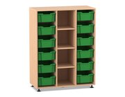 Flexeo Regal PRO, Buche hell, HxBxT: 143,9 x 108,5 x 48 cm, 3 Reihen, 12 gro�e Boxen gr�n