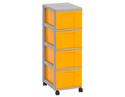 Flexeo Rollcontainer, HxBxT: 86 x 3 x 38 cm, mit 4 gro�en Boxen gelb