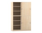Flexeo� Schiebet�renschrank, Ahorn honig, 12 F�cher, Mittelwand, 4 T�ren, HxBxT: 190x126,4x48 cm