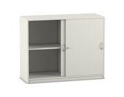 Flexeo Schiebet�renschrank mit 4 F�chern, wei�, 48 cm tief