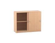 Flexeo Schiebet�renschrank mit 4 F�chern, Buche hell, 48 cm tief
