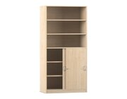 Flexeo Schiebet�renschrank mit 6 F�chern und zwei T�ren unten, Buche hell, HxBxT: 190 x 94,4 x 58 cm