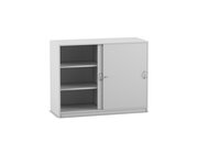 Flexeo� Schiebet�renschrank, Dekor grau mit 6 F�chern, HxBxT 99,1 x 126,4 x 48 cm