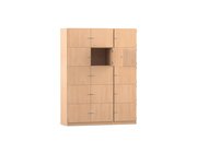 Flexeo Schlie�fachschrank, Buche hell, 15 geschlossene F�cher, HxBxT: 190x142,5x40 cm