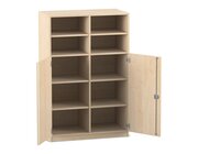 Flexeo� Halbt�renschrank, Ahorn honig mit 10 F�chern und 2 Halbt�ren, HxBxT: 143,9x94,4x40 cm, Bogengriff mit Schloss