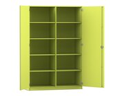Flexeo Hochschrank apfelgr�n, 10 F�cher, 2 T�ren, HxBxT: 190x126,4x40 cm, Bogengriff mit Schloss