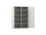 Flexeo Hochschrank wei� 10 F�cher, 2 T�ren, HxBxT: 190x126,4x50 cm, Bogengriff mit Schloss